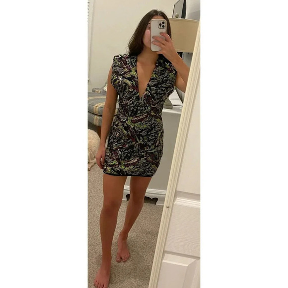 NWT ZARA Black Sequin Multicolored Mini Dress $119 - Picture 2 of 10